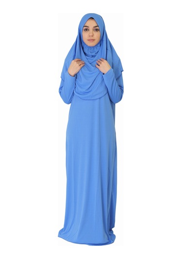 Açık Gök Mavisi Fermuarsız Namaz Elbisesi