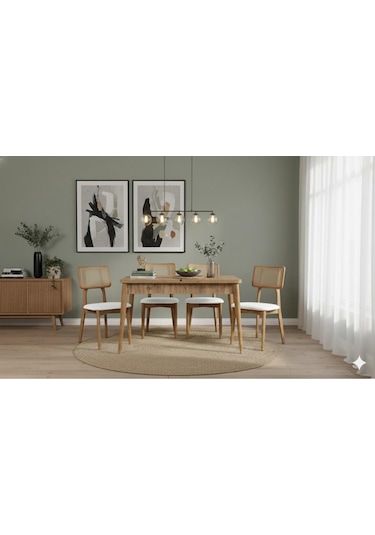 Marel 4 Kişilik Açılır Yemek Masası Takımı Modern Ve Şık Tasarım Naturel Beyaz