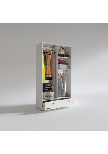 Kenzlife Giysi Dolabı 2 Bölmeli 2 Çekmeceli Bedri 182 100 42 Byz Dolap Kapaksız