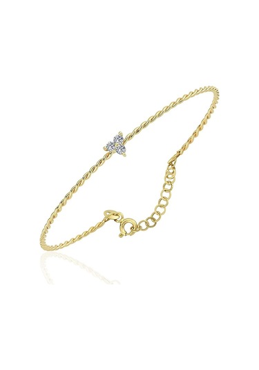 Altın Bilezik - Üç Mini Taşlı Burgu 14 Ayar Altın Bilezik Sarı