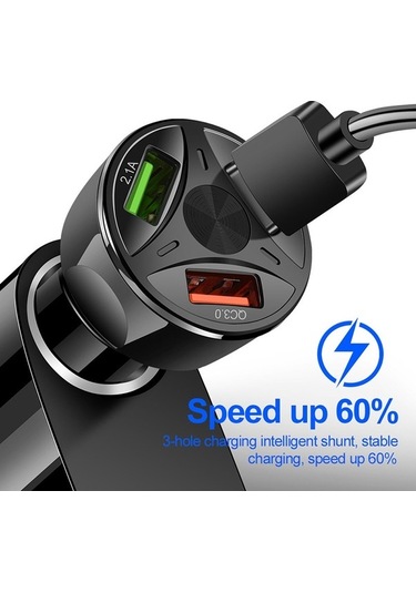 Createtech Yüksek Ysy-395kc Usb Telefonu Tablet Şarj Şarj Qc3.0 Güçlü Evrensel Cihazı Cihazı Cep Beyaz Araç Araç 35w 3 / Ec