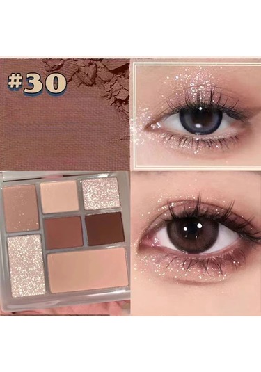 7 Renk Göz Farı Paleti İnci Mat Toprak Rengi Göz Farı Taşınabilir Parlak Uzun 30 Brown 01