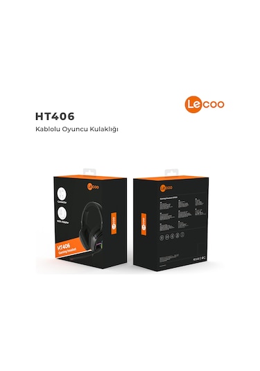 Lecoo HT406 3.5mm Jack + USB Kablolu RGB Kulak Üstü Gaming Kulaklık
