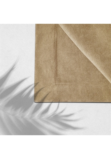 Kadife Dokulu Masa Örtüsü Bej Rengi-639