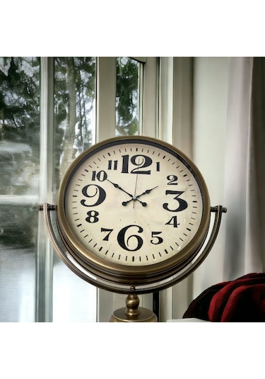 Eskitme Metal Ofis Salon Otel Ayaklı Seyyar Saat B11 Eskitme