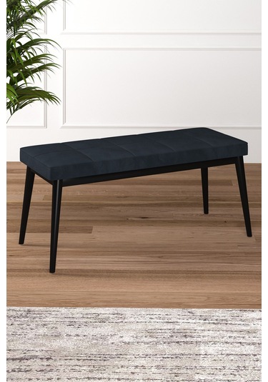 Tina Baby Face Modern Siyah Ahşap Ayak Bench Oturak 90x40, Ayakkabılık Bank, Yatak Ucu Puf Antrasit