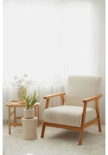 Nika Ahşap Berjer Beyaz