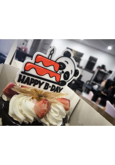 Panda Temalı Doğum Günü Pasta Süsü Happy B-day Yazılı 3d Baskı