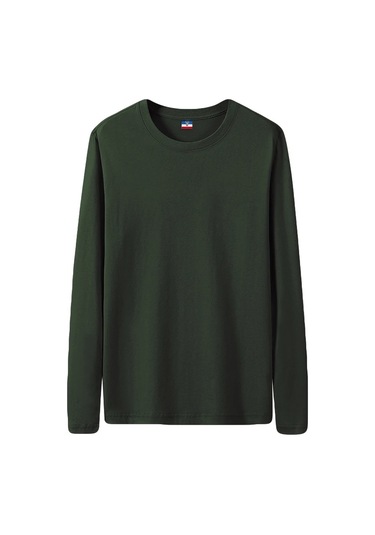 Muls Erkek Uzun Kollu Pamuk Tişört 4xl-5xl Sonbahar Giyim Hızlı Teslimatordu Yeşil Ordu Yeşil