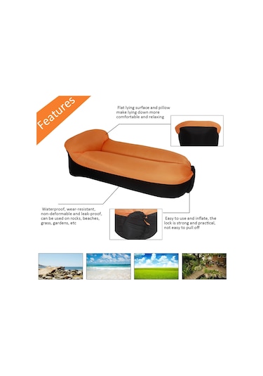 Moveevo Taş, Plaj, Çimde Kullanıma Uygun Sulu Dayanıklı Hafif Taşınabilir Inflatable Yatak Mor Mor