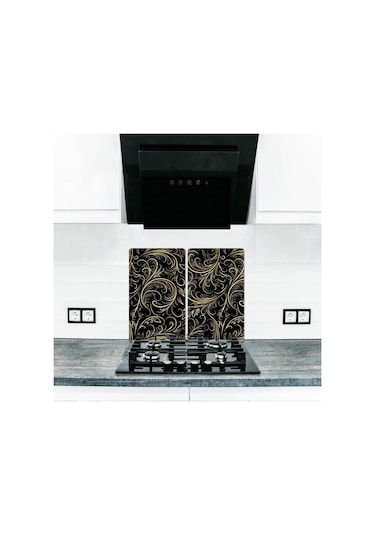 2' Li 40X52 CM Firengi Desenli Cam Kesim Tablası ve Ocak Koruma