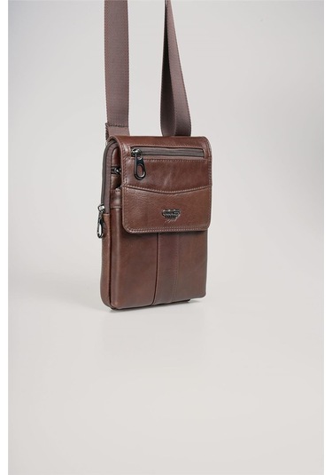 Ççs 31618 Hakiki Deri Askılı Çanta Kahve