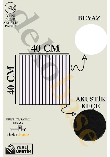 Beyaz 10 Adet 40x40cm Yeni Nesil Akustik Ahşap Duvar Paneli