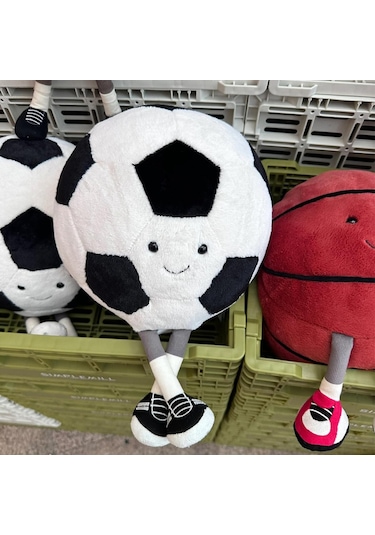 Tenfowee Futbol Desenli Yumuşak Peluş Yastık - 20cm Çaplı, 100% Poliester Dolgulu, El Yıkamalı Oyuncak Yastık Diğer