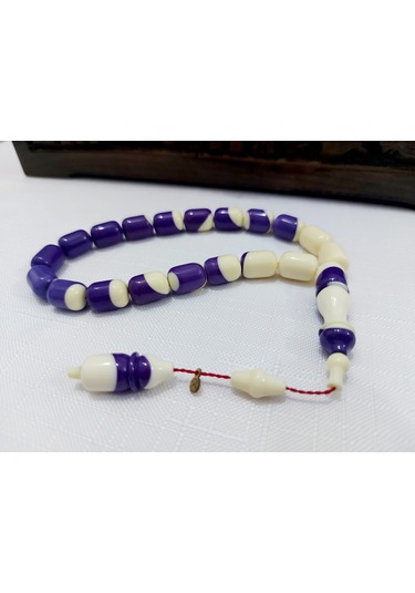 Soma Tesbih Ahmet Özdemir Usta İmzalı Eflatun Bilardo Topu Tesbih 9,5 X 13