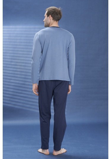 Erkek Penye Uzun Kol Pijama Takımı 2111 İndigo01 İndigo01