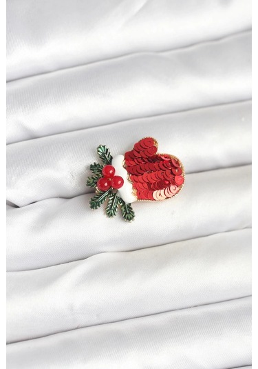 Bfs Kırmızı Model Yılbaşı Temalı Broş Çok Renkli