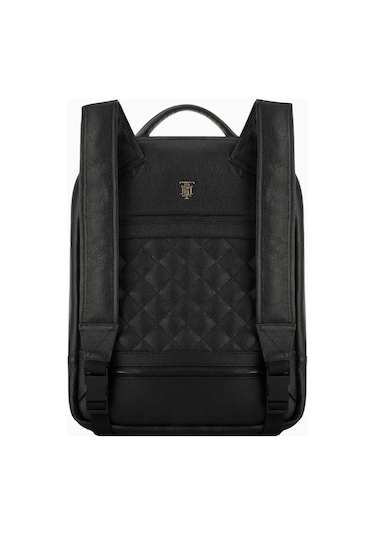 Montroi Premium Grain Leather Siyah Deri Unisex Sırt Çantası