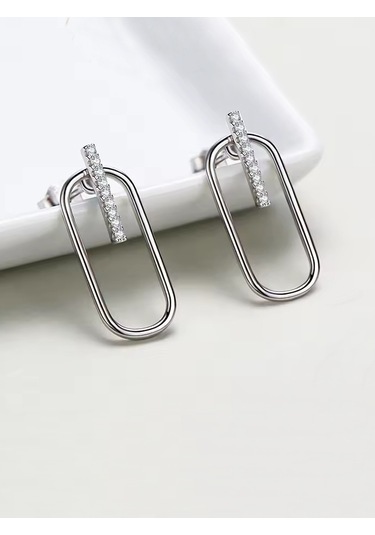 Timeless Series Işıltılı Çiftli Modern Sadelik Kadın Gümüş Küpe