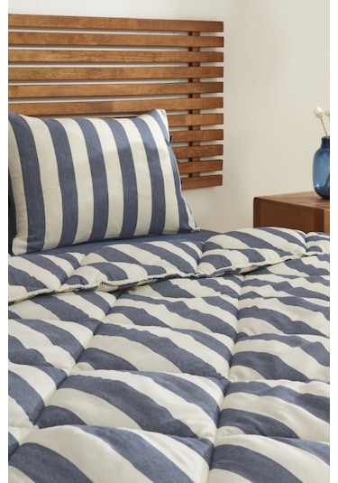 Karacahome Sarah Anderson Barlet Çift Kişilik Comfort Uyku Seti Çizgili Mavi