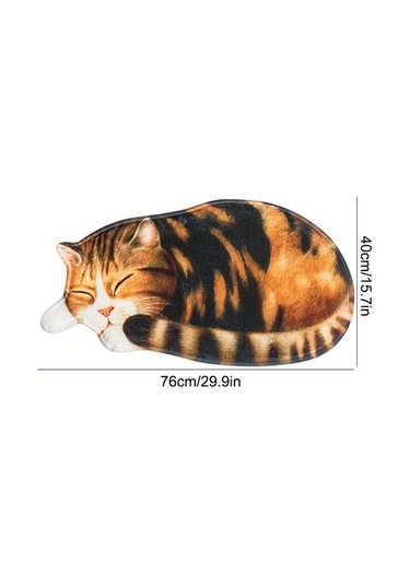 Elmpaly S10177 Kawaii Kedi Desenli Yumuşak Polyester Kaymaz Halı 15.75x29.92inç S10177 Boyut