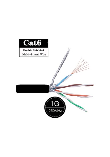 Star Sf/utp-4x2x26 ,8-damar/çok Telli Blendajlı Siyah Cat6 Ethernet Kablo