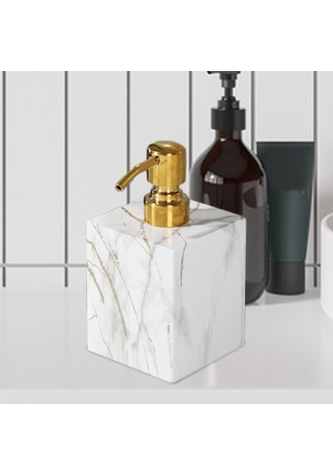 Homyl Mermer Dokulu Sabunluk Pompası Sabunluk, Banyo Sıvı Altın