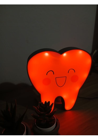 Gülümseten Bir Dokunuş Diş Şeklinde Rgb Led Lamba 24x17x5 Cm