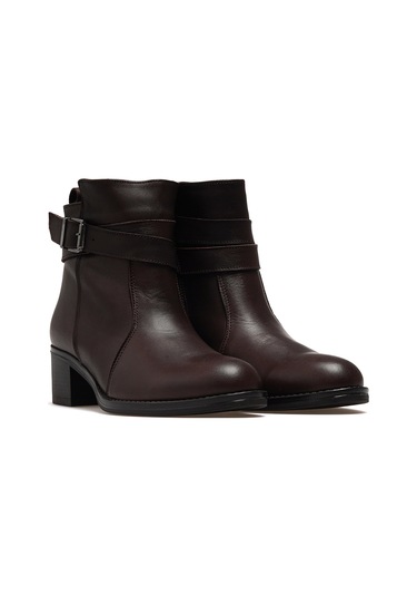 Mammamia Kadın Hakiki Deri Topuklu Günlük Bot 25k D25kb-1670 Z Kahve Kahve