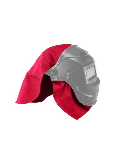 2-piece Kaynak Kask Kapak Ve Kask Önlük Seti, Kaynak Aksesuarları Ile Red