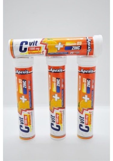 Apexis Cvit 1000 Mg D3 Zinc 20 Efervesan Tablet 4 Adet