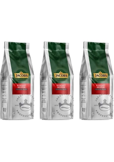 Jacobs Banquet Medium Espresso Beans Çekirdek Kahve 3 x 1 KG