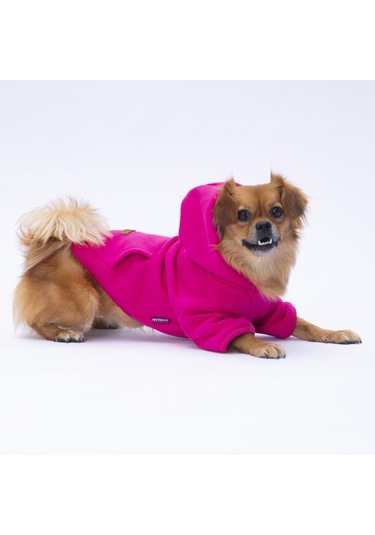 Pembe - Fuşya Kanguru Cepli Kedi-köpek Hoodie- Sweatshirt Kedi Köpek Kıyafeti