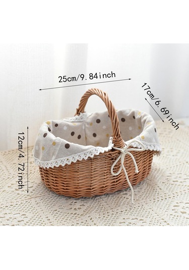 Homyl Dokuma Piknik Sepeti Kırsal Saplı Saklama Kahverengi