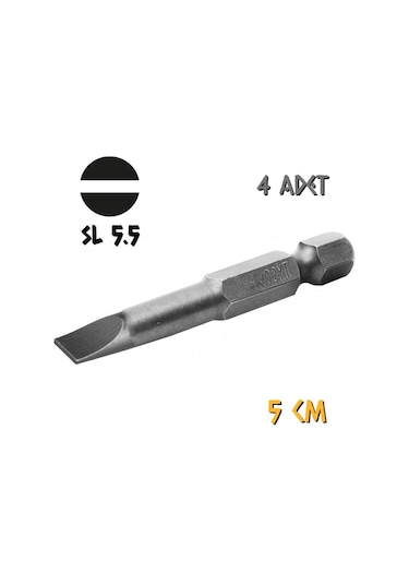 Kupa Tyson Vidalama Ucu Bits Uç - Sl5.5 Düz - 5 Cm. - 4 Adet