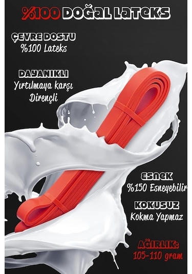 15 Kg Direnç Bandı Kas Geliştirme Lastiği Fitness Pilates Cross Training Bant Kırmızı - Orta Sert Kırmızı