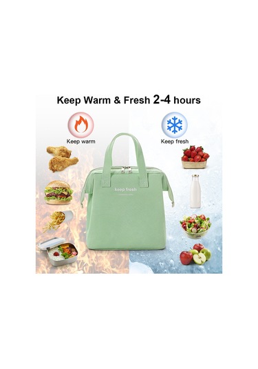 Shineyee Yeşil Isı Ve Soğuk Saklama Çantası, Oxford Kumaş + Alüminyum Folyo, 23x14x24cm, El Tutturabilir, Çalışma/okul İçin Büyük Kapasite, Mavi Paket Stili Yeşil