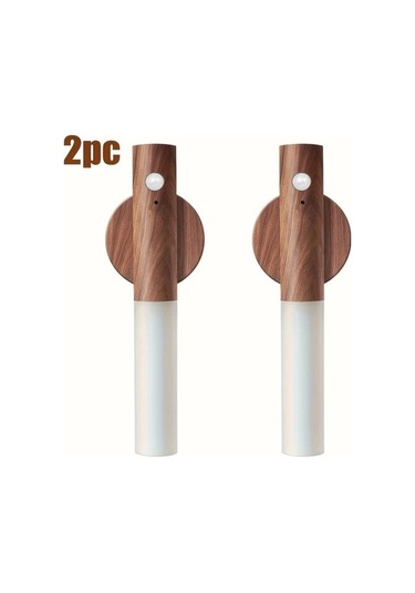 Fastbuy Dream011 Ceviz 2 Adet Hareket Sensörlü Usb Şarj Led Gece Lambası, Lityum Pil, Ayarlanabilir, Manyetik, Dekoratif Duva Ceviz