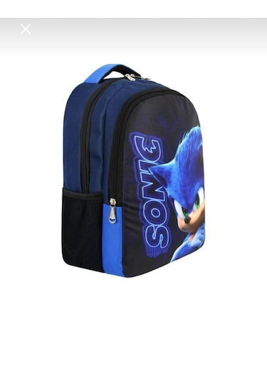 Newfull Sonic Baskılı Erkek Sırt Okul Çantası-2'li Set Siyah Mavi