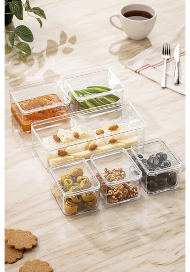 Nandy Home 6'lı Clear Kahvaltılık Saklama Kabı Seti Şeffaf