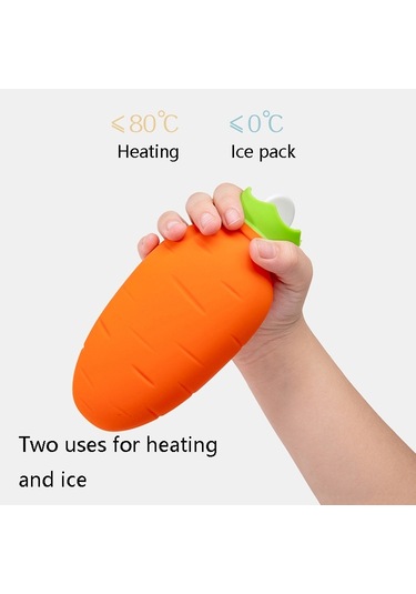 Havuç Şeklindeki Silikon Su Enjeksiyonu Ilık Su Torbası Kış Sızdırmaz Ve Patlamaya Dayanıklı El Isıtıcı Turuncu