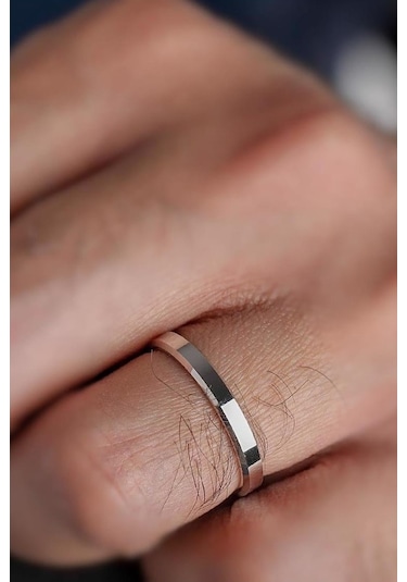 Takı Dükkanı 3 MM Gümüş Klasik İnce Alyans Söz Nişan Yüzüğü Yanı Kesik Wr88