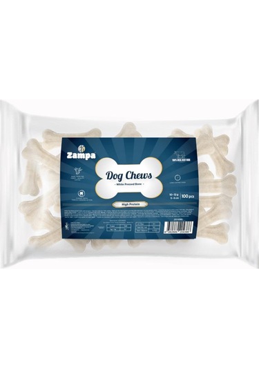 Zampa Beyaz Press Kemik Köpek Ödülü 100 Adet 10-12 G