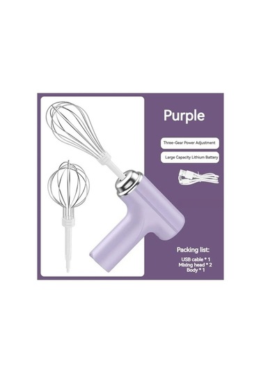Ulzyvf Yumurta Yiyecek Taşınabilir Süt Pişirme Mutfak Mor Mor Mikseri Kremalı Köpürtücüler Kek Kablosuz Hız Hamuru Gereçleri Elektrikli Çırpıcı Adet 3 1 Hk Mor