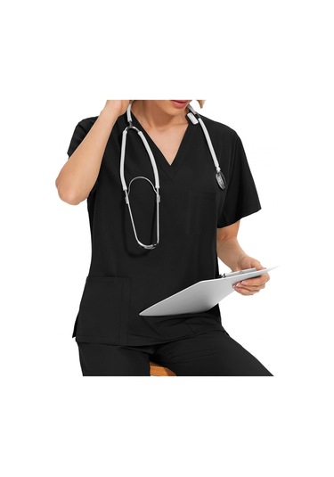 Dolıty Kadın Üniforma Scrubs Set Üstü Ve Pantolon L-siyah