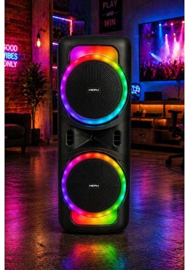 Hepu Hp-118 8 İnç Bluetooth Partybox Hoparlör - 15w Işıklı, Mikrofonlu Ses Sistemi