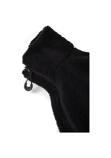 No Plan Erkek Oversize Fermuarlı Pelüş Sweat Ceket-siyah Siyah