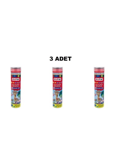 Fatih Tüp Kuru Boya Kalemi 24 Renk 3 Adet Çok Renkli