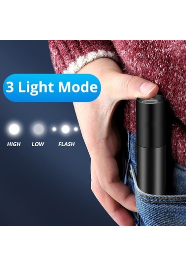 Soulader Kompakt Usb Şarjlı El Feneri, 600mah Pil Ömrü, Zoom Özellikli Mini Kamp Lambası, Taşınabilir Aydınlatma, Seyahat Ve Acil Durumlar İçin Pratik Fener Siyah