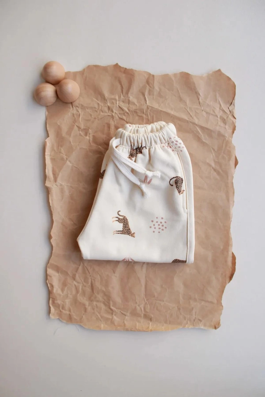 Leopar Baskılı Eşofman Altı Krem